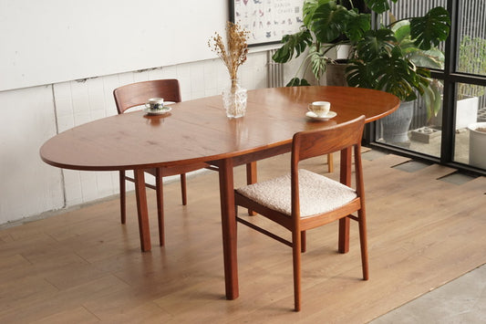 丹麥 橢圓 柚木 蝴蝶 延伸餐桌