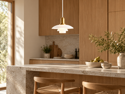 Louis Poulsen PH 2/1 Glass Pendant 玻璃三層式吊燈｜黃銅色 OLDANMARK