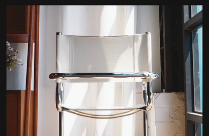 Mart Stam 白色 皮革 吧檯椅