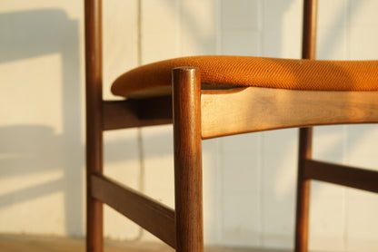 丹麥 玫瑰木 橘色餐椅